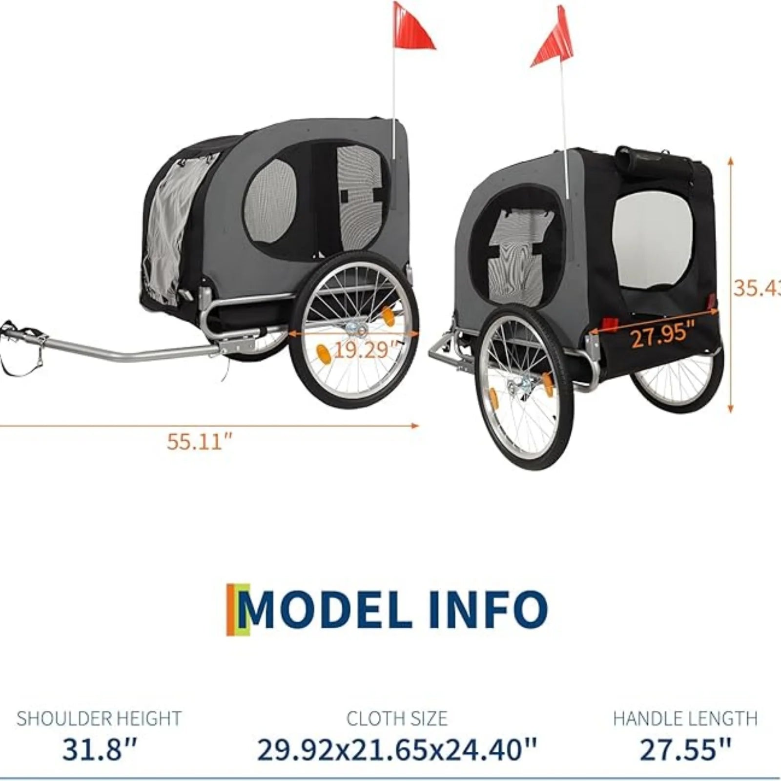 Bike Trailer for Medium & Large Dogs for Bicycle & Jogger